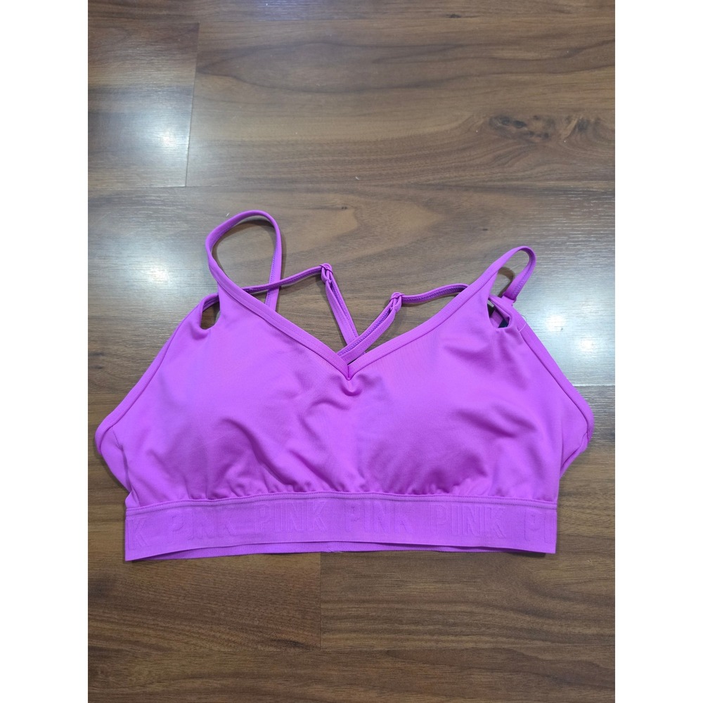 NWT Pink Active Sports Bra S-DD Purple Ultimate Lightly Lined Strappy Wireless